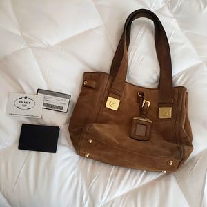 Vintage Suede Prada Designer Purse